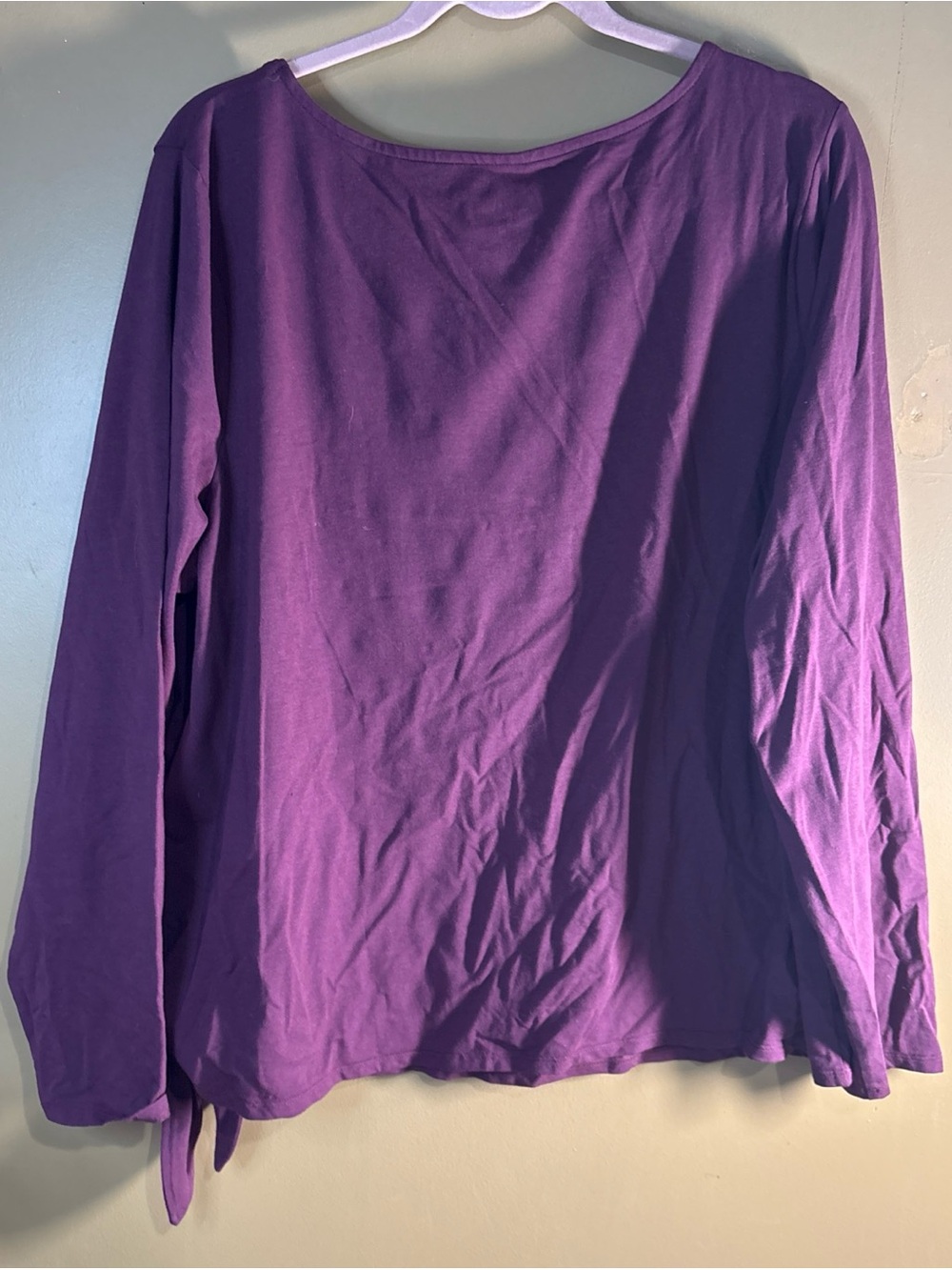 741. Belle by Kim Gravel TripleLuxe Knit Grommet Side Tie Top Burgundy 1X - Picture 6 of 7